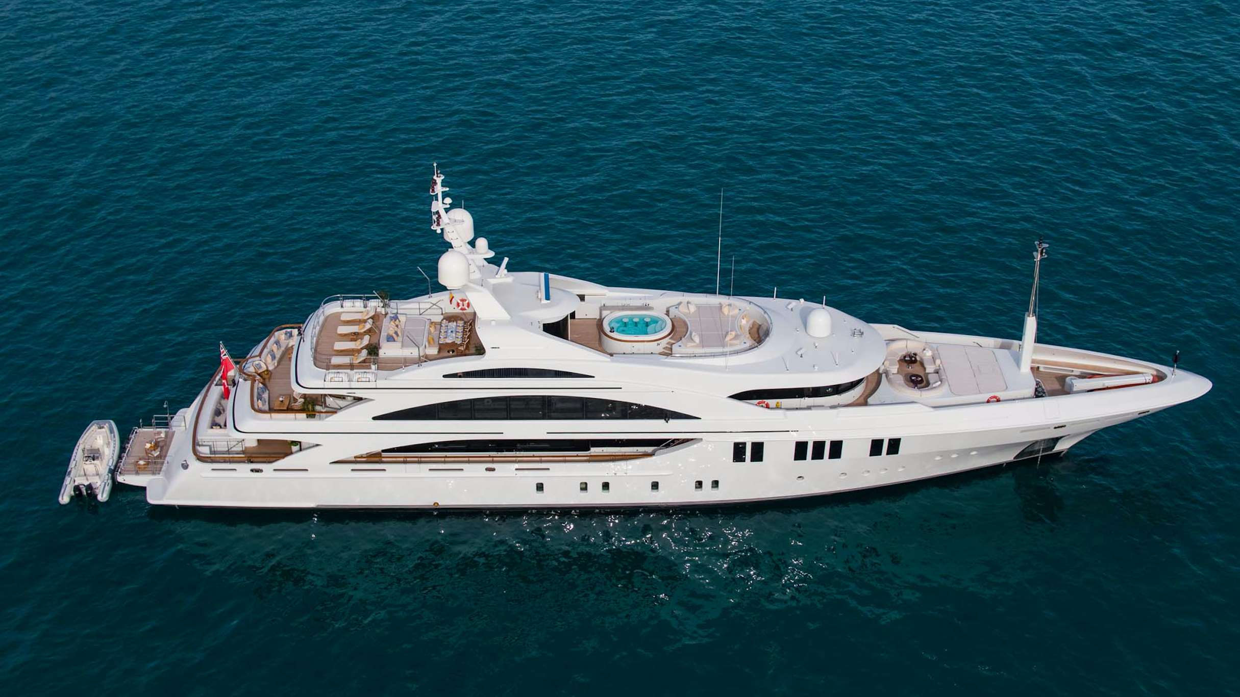 a white yacht in the ocean aboard LA BLANCA Yacht for Charter