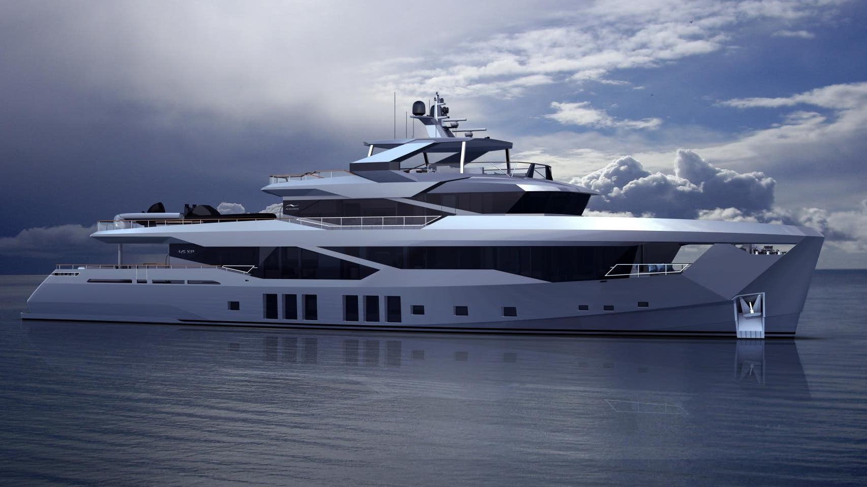 a white yacht in the water aboard NUMARINE 45XP Yacht for Sale