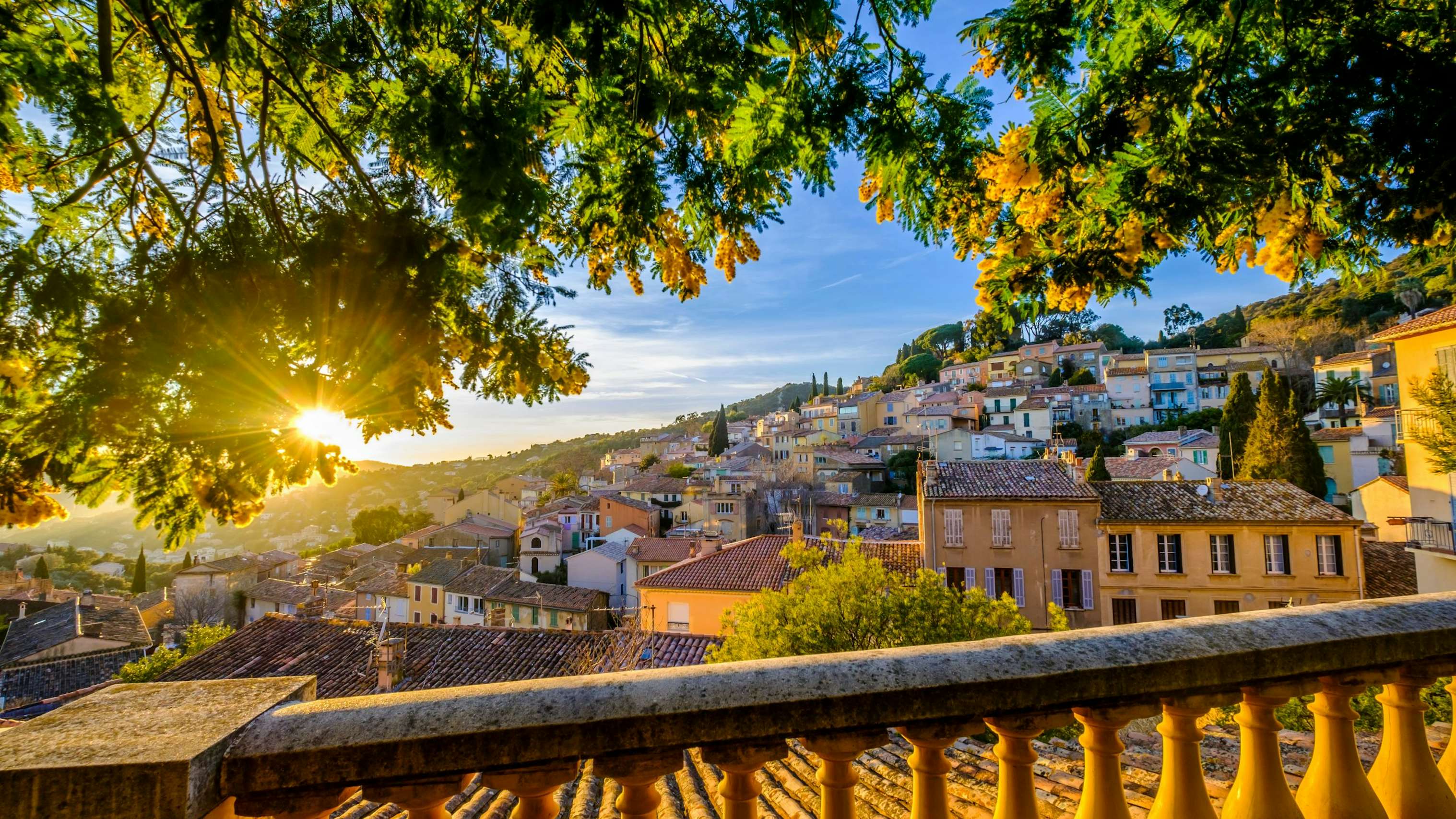 Panoramic view of the village Bormes-les-Mimosas