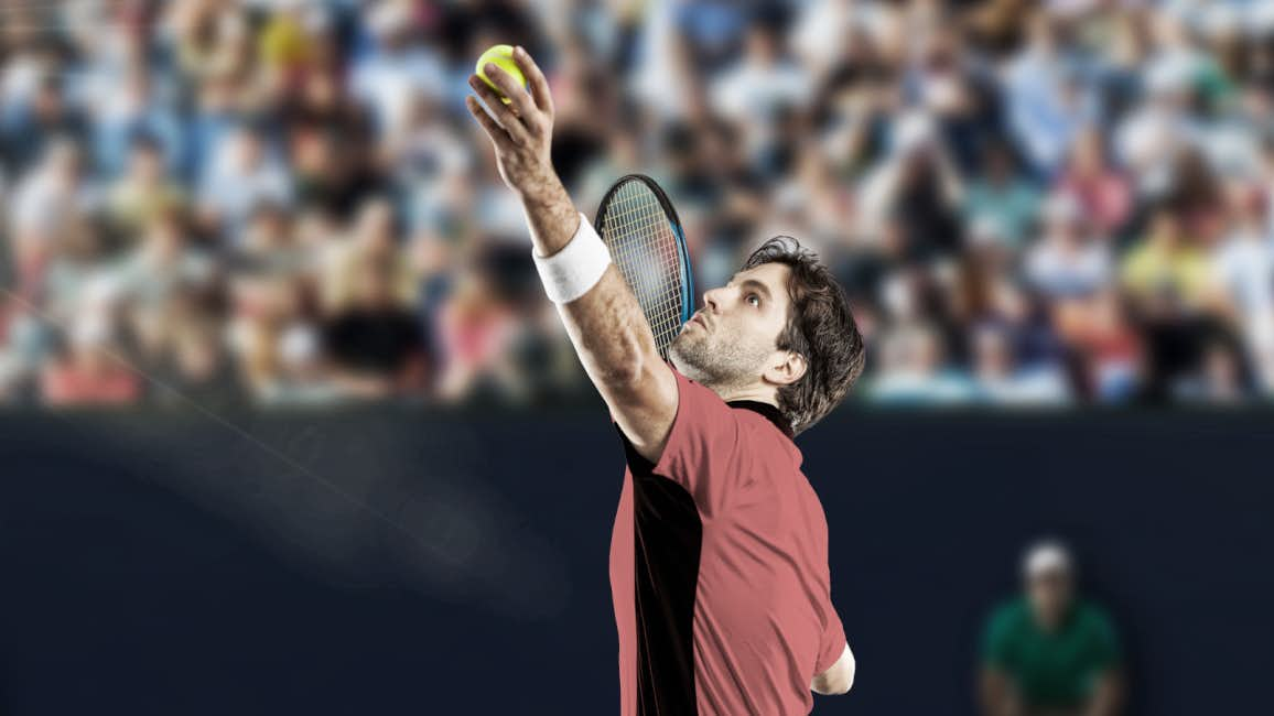 A young and promising tennis player showcasing a powerful serve on the court during the Monte-Carlo Rolex Masters.