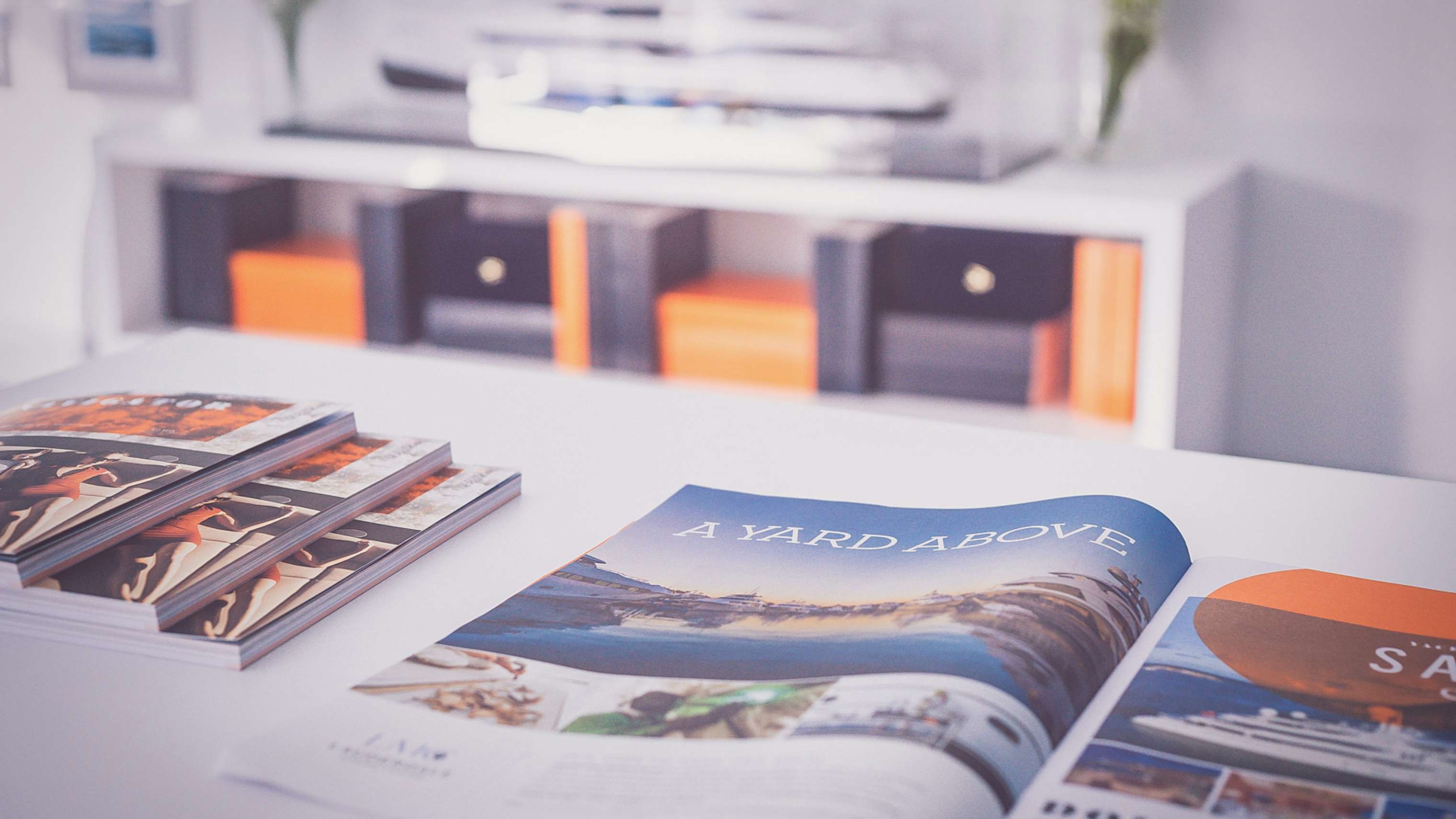 Brochures on top of table